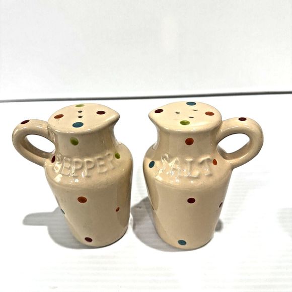 Temp-tations Temptations By Tara Polka Dot 5 pc Condiment Set Oil Vinegar Salt - Picture 7 of 15